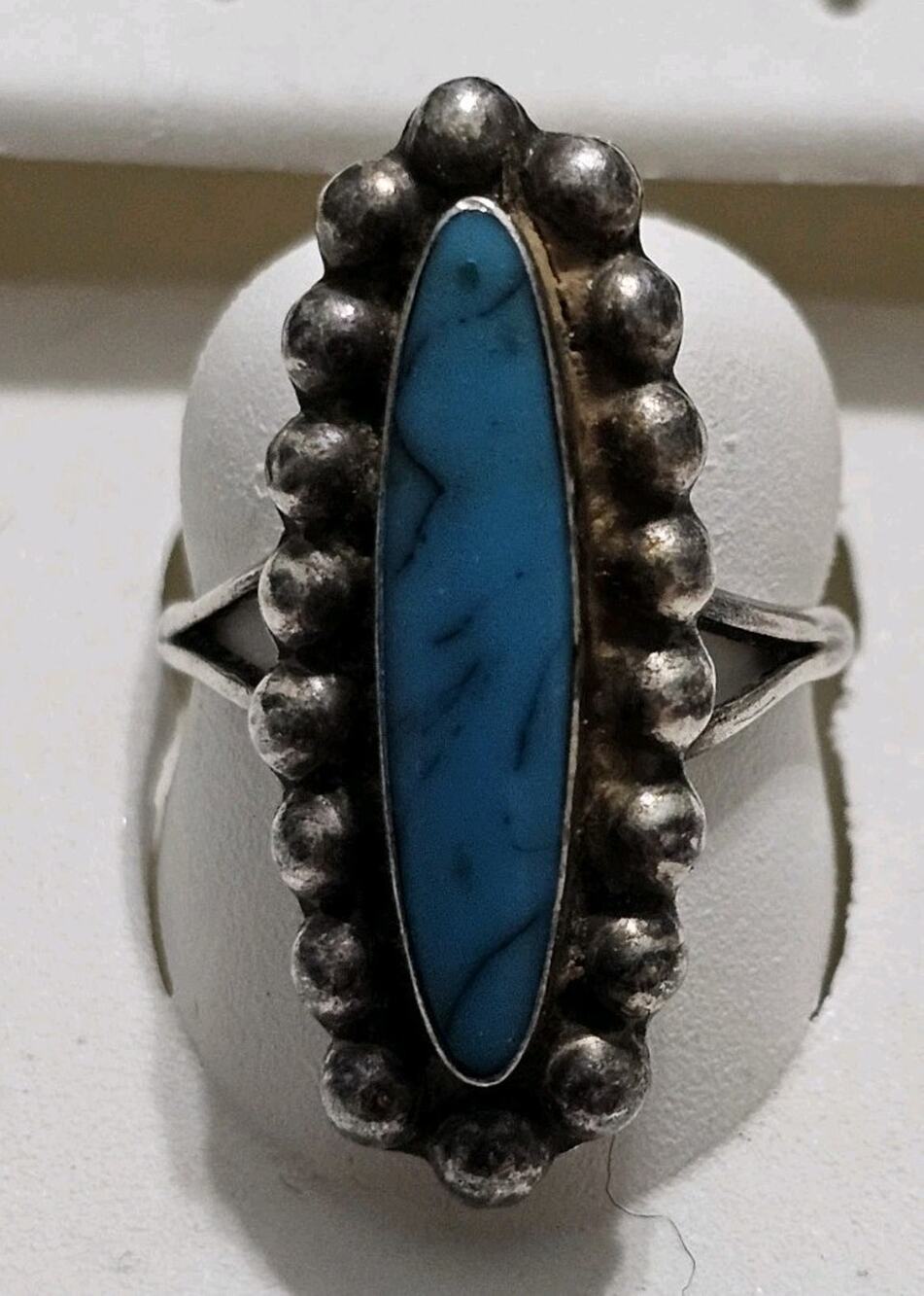 Vintage South Western Blue Mexico 925 Ring Size 8